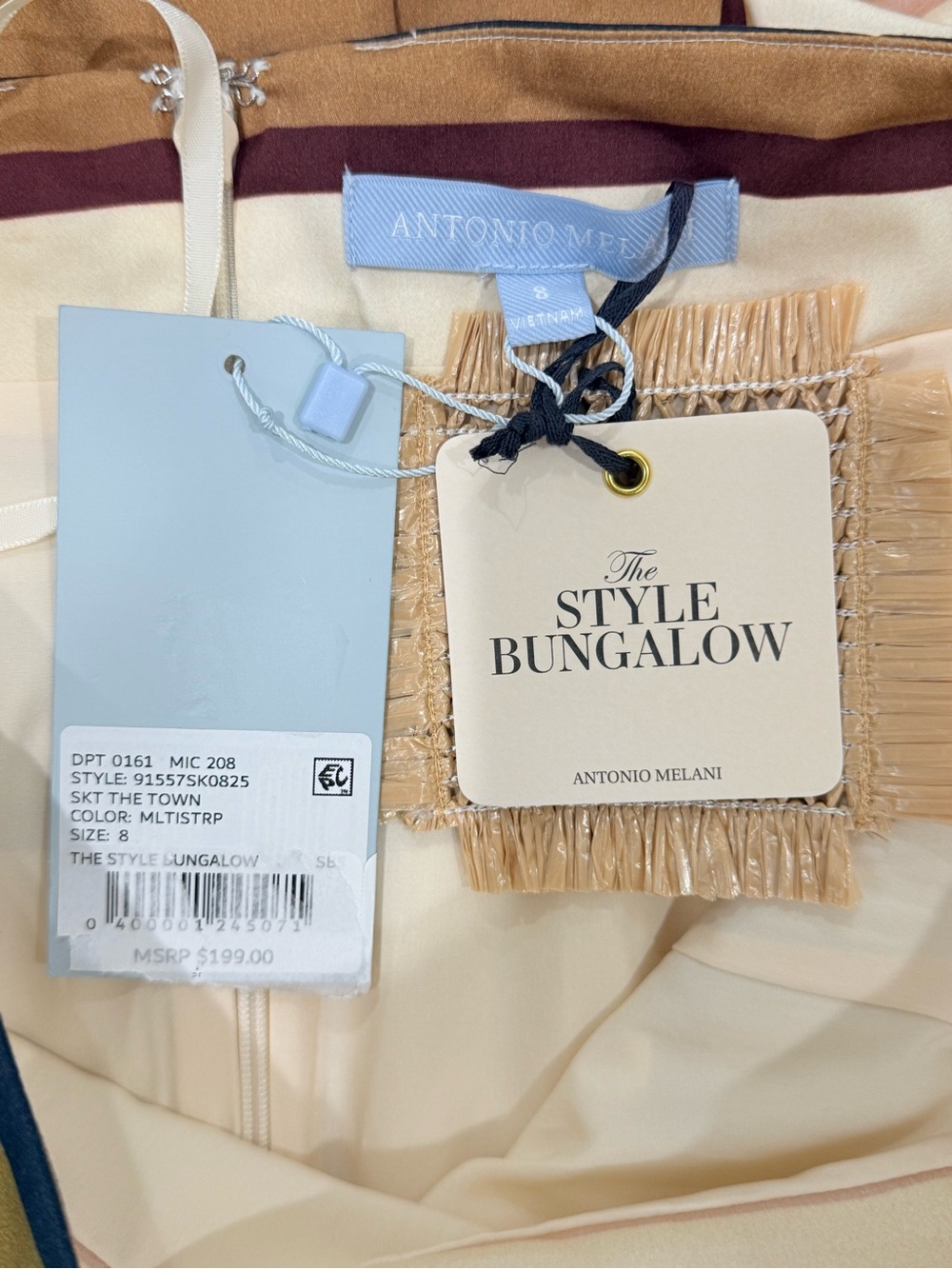 Antonio Melani x Style Bungalow The Town Sateen Stripe A Line Midi Skirt NWT - Picture 13 of 16